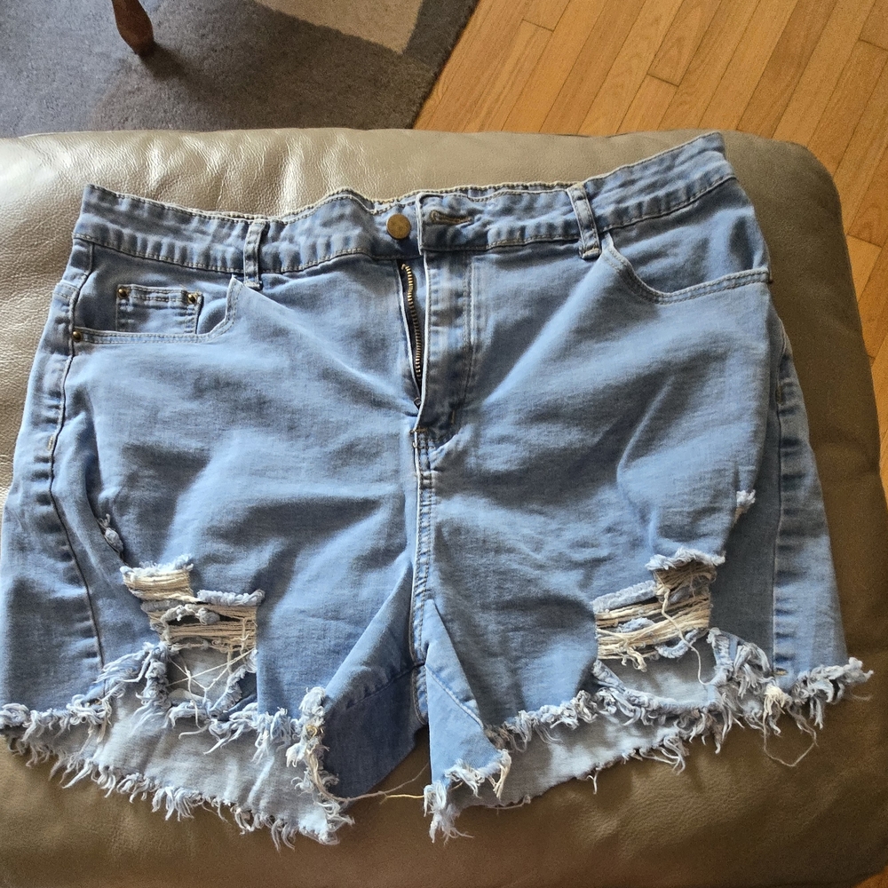 Women's Plus Size Stretchy Denim Shorts High Waisted Jean Shorts